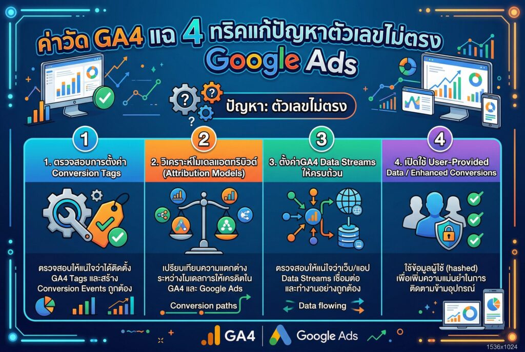 ค่าวัด GA4, วิเคราะห์เว็บไซต์, ยิงแอด Google, การตลาดออนไลน์, ตัวจัดการโฆษณา