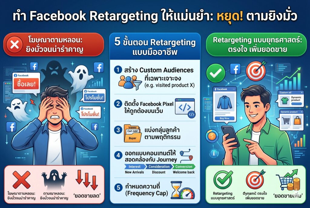Retargeting บน Facebook, โฆษณาเฟสบุ๊ค, การตลาดออนไลน์, เพิ่มยอดขาย, ยิงแอด Facebook