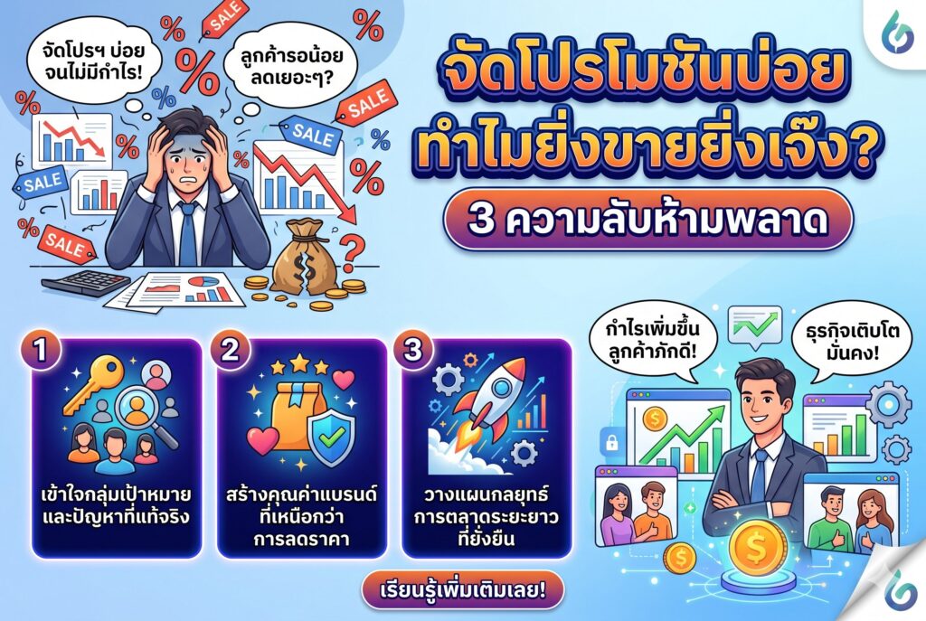 จัดโปรโมชันบ่อย, การตลาดออนไลน์, เพิ่มยอดขาย, โฆษณาเฟสบุ๊ค, ลดราคาสินค้า