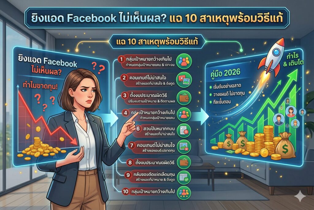ยิงแอด Facebook, ยิงแอดไม่เห็นผล, แก้แอดพัง, ค่าแอดแพง, การตลาดออนไลน์