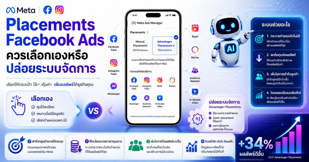 Placements Facebook Ads, Advantage+ Placements, Meta Ads Placement, Facebook Ads 2026, กลยุทธ์ยิงแอด