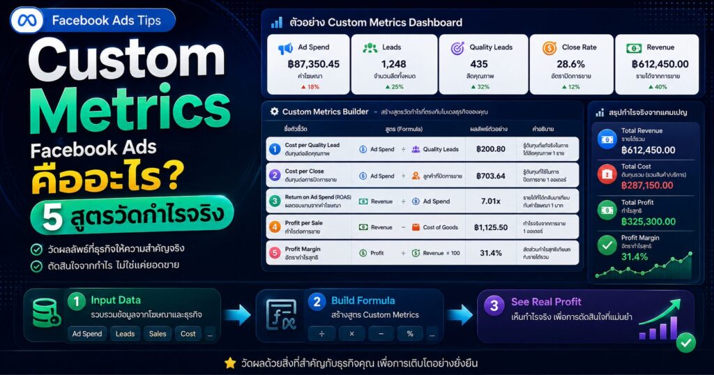 Custom Metrics Facebook Ads, Custom Columns Facebook Ads, ROAS, Profit ROAS, Lead Quality Rate