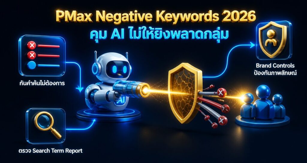 PMax Negative Keywords 2026: คุม AI ไม่ให้ยิงพลาดกลุ่ม