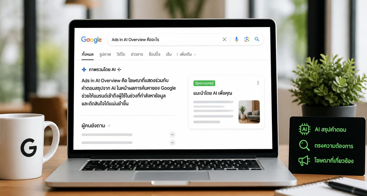 Ads in AI Overview คืออะไร: โฆษณาแทรกคำตอบ Google 2026 1 Ads in AI Overview บน Google Ads 2026